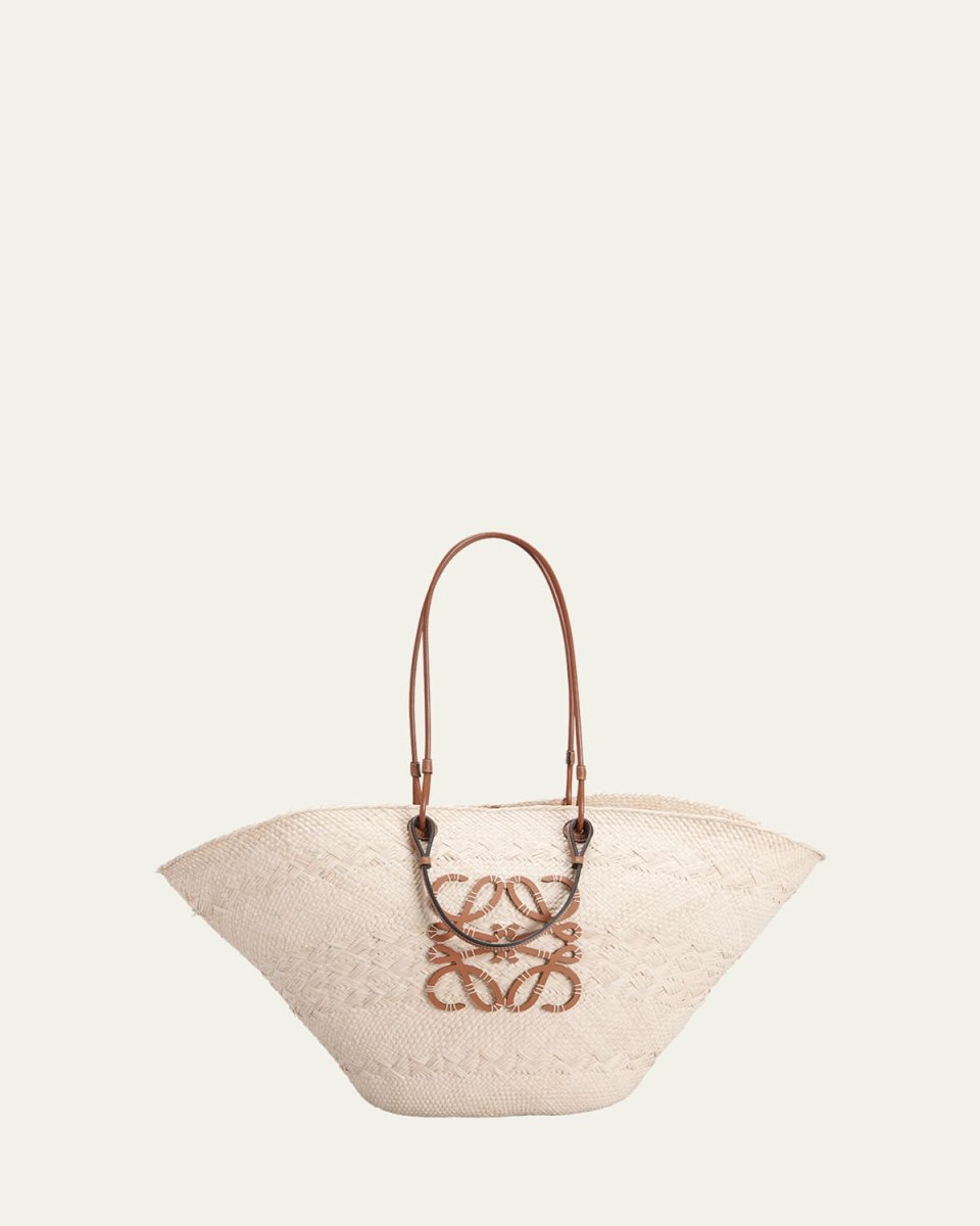 Anagram Large Basket Straw Tote Bag